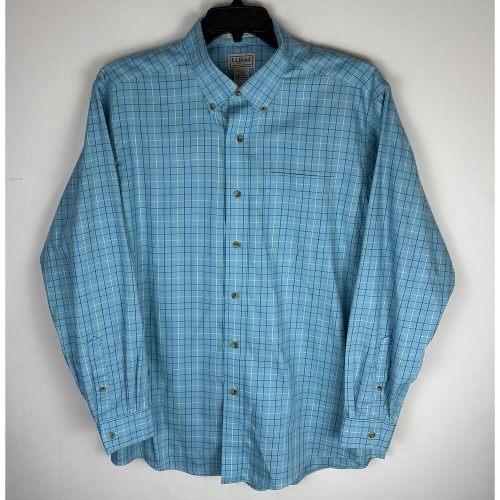 Men’s L.L. Bean Button Up / Dress Shirt / Plaid / Wrinkle Resistant / Size Large
